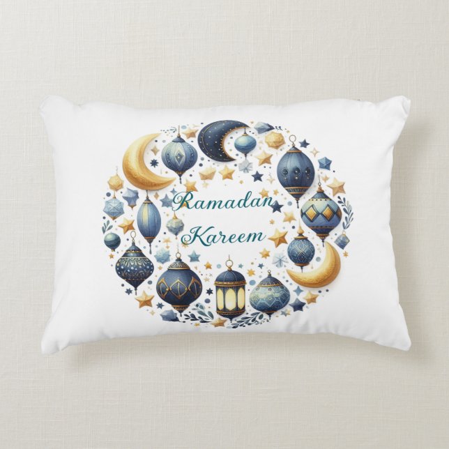 Ramadan Kareem & Eid Mubarak Islamic Accent Pillow (Front)