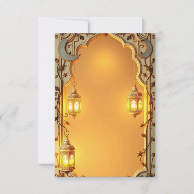 Ramadan Kareem Elegant Islamic Greeting Card – Gol (Front)
