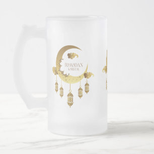 Ramadan kareem frosted glass beer mug