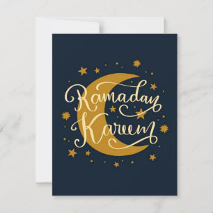 Ramadan Kareem Gold crescent and stars Note Card