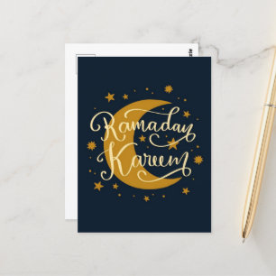 Ramadan Kareem Gold crescent and stars Postcard