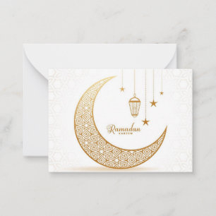 Ramadan Kareem Gold Crescent Note Card