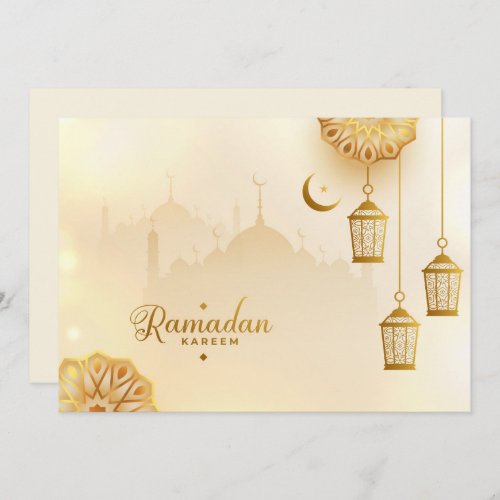 Ramadan Kareem Golden Crescent and lantern  Holiday Card