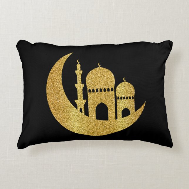  Ramadan Kareem Golden Helal  Accent Pillow (Front)