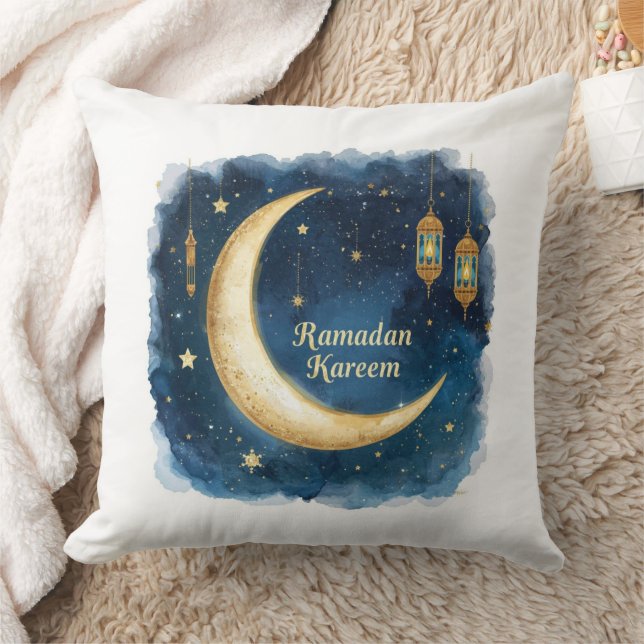 Ramadan Kareem Golden Moon Pillow (Blanket)