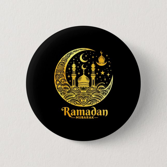 Ramadan Kareem Happy Fasting Ramadan Mubarak Islam Button (Front)