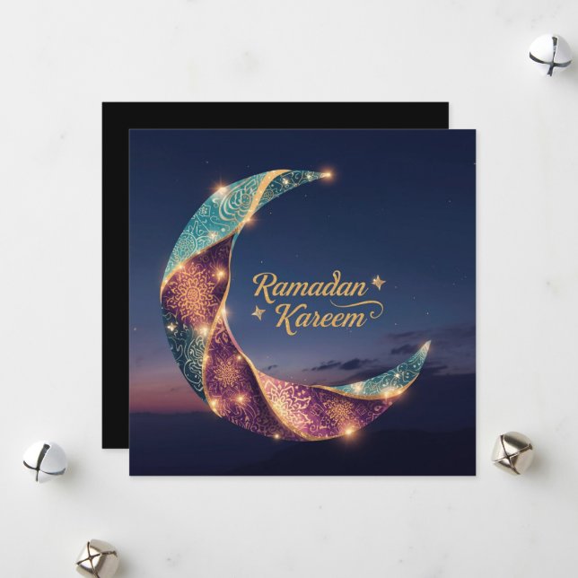 Ramadan Kareem holiday Personalized Hilal Card (Front/Back In Situ)