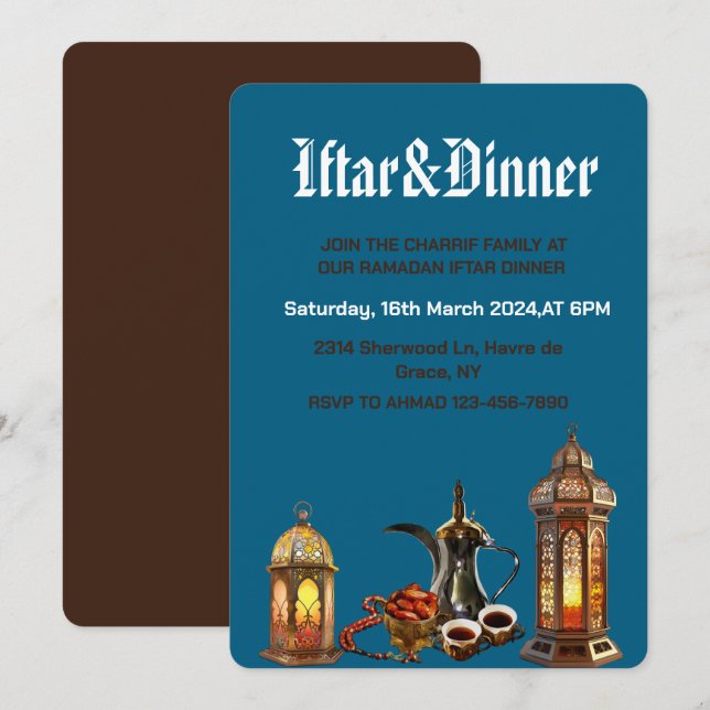 Ramadan Kareem Iftar Dinner party celebration Invitation (Front/Back)