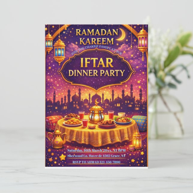 Ramadan Kareem Iftar dinner Party Invitation (Standing Front)