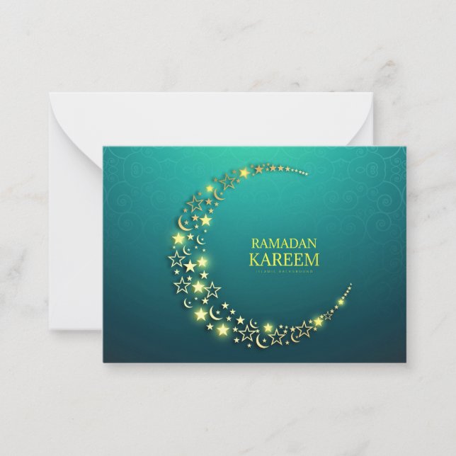 Ramadan Kareem Islamic Gold Crescent      Note Card (Front)
