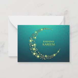 Ramadan Kareem Islamic Gold Crescent Note Card