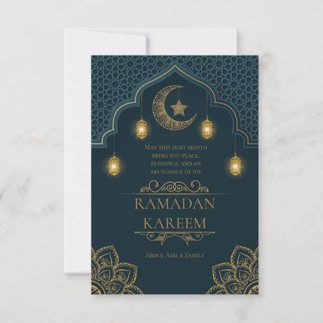 Ramadan Kareem Islamic Holy Month Greeting Card (Front)