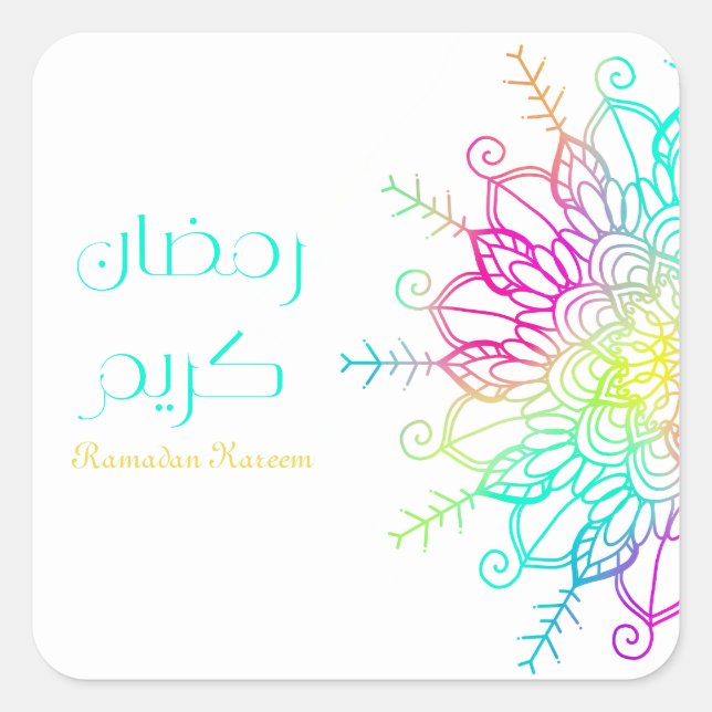 Ramadan Kareem Islamic motive colorful Square Sticker (Front)