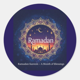 Ramadan Kareem Mubarak Crescent Islam Iftar Suhoor Classic Round Sticker