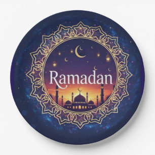 Ramadan Kareem Mubarak Crescent Islam Iftar Suhoor Paper Plates