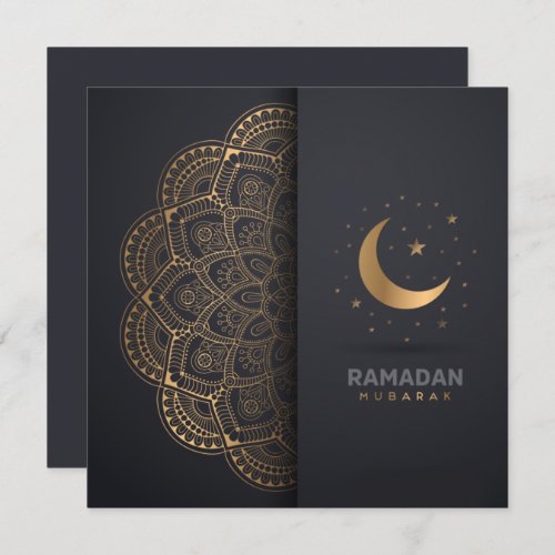 Ramadan Kareem Mubarak Golden Mandala Cresent Star Holiday Card