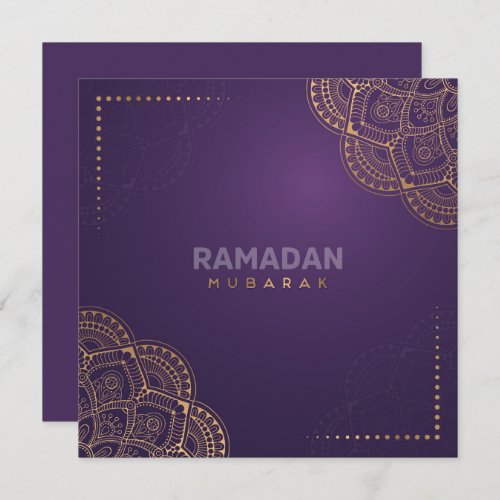 Ramadan Kareem Mubarak Golden Mandala Purple Holiday Card