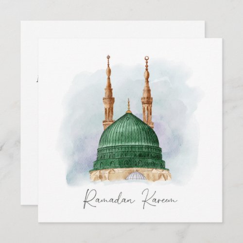 Ramadan Kareem Mubarak Watercolor Madina Munawwara Holiday Card