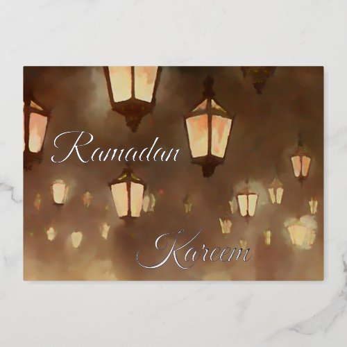 Ramadan Kareem _  painting with lampards  Foil Invitation