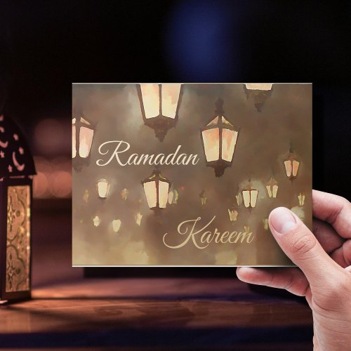 Ramadan Kareem _  painting with lamps Postcard