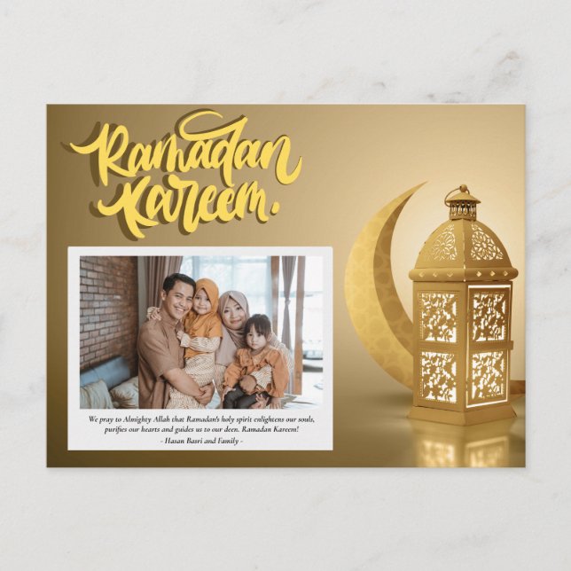 Ramadan Kareem Personalized Photo Text Holiday Postcard (Front)
