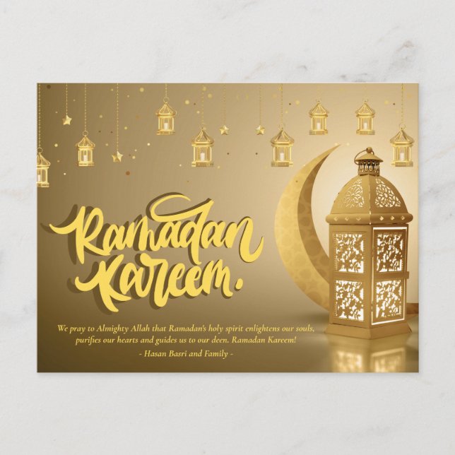 Ramadan Kareem Personalized Text Holiday Postcard (Front)
