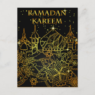 Ramadan Kareem postcard gold on black