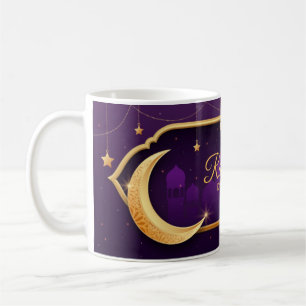 Ramadan Kareem Purple Gold Crescent Stars Mosque Coffee Mug