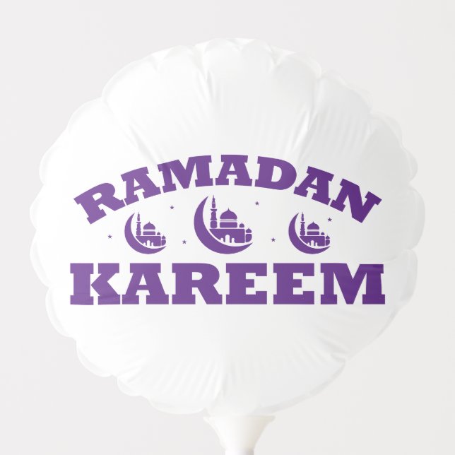 Ramadan Kareem Purple White Muslim Party Balloon (Front)