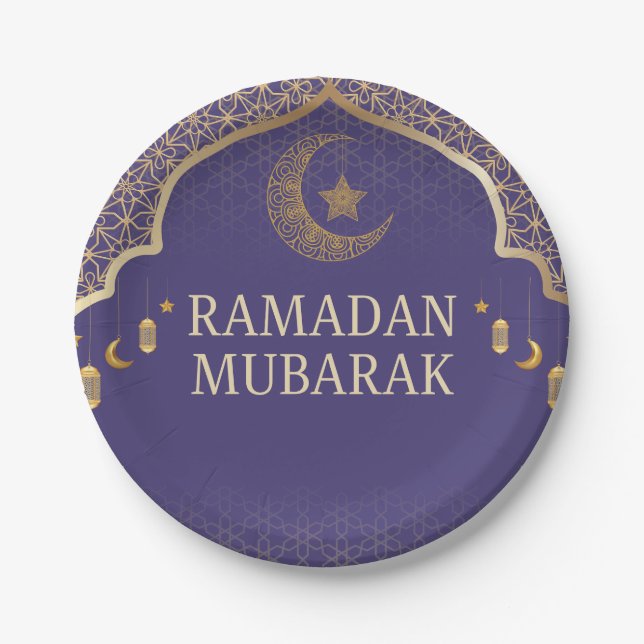 Ramadan Kareem Ramadan Mubarak Paper Plates (Front)