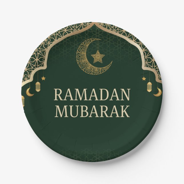 Ramadan Kareem Ramadan Mubarak Paper Plates (Front)