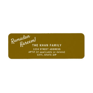 Ramadan Kareem Return Gold Address Sticker Label