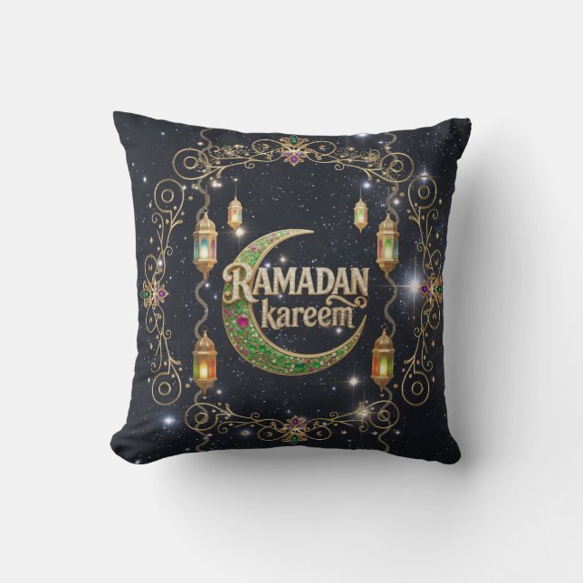 Ramadan Kareem shiny sky Throw Pillow (Front)