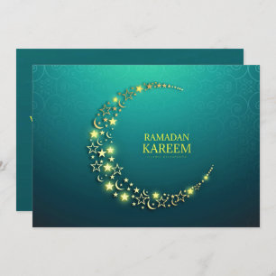 Ramadan Kareem Starry Gold Crescent Holiday Card