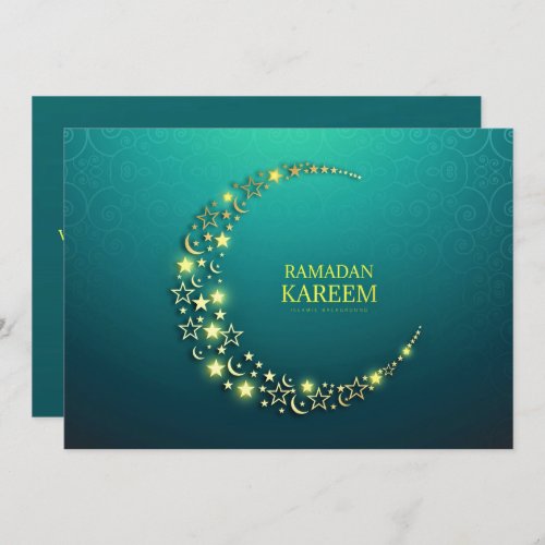 Ramadan Kareem Starry Gold Crescent      Holiday Card