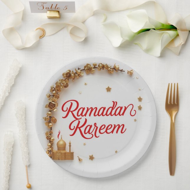Ramadan Kareem theme gift Sticker for celebration  Paper Plates (Wedding)