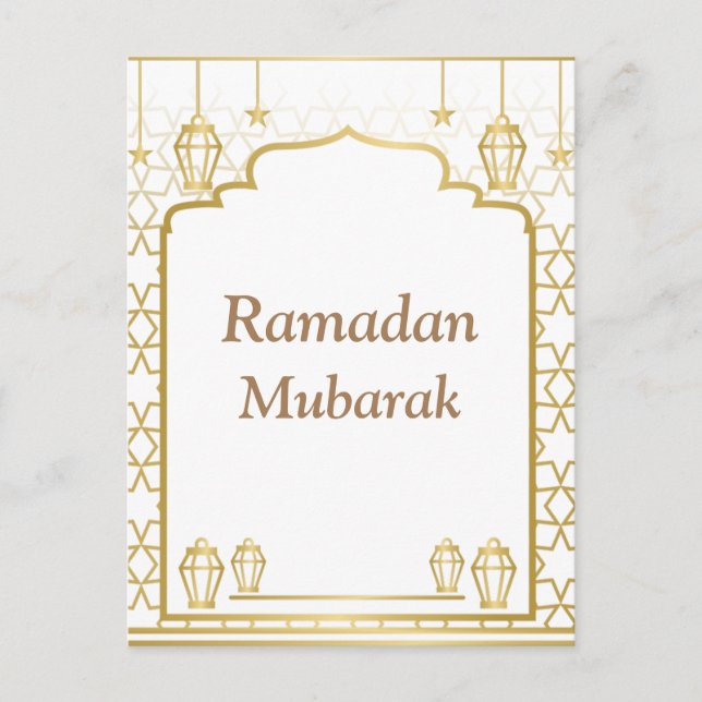 Ramadan Kareem Typography Islamic Crescent Art Postcard (Front)