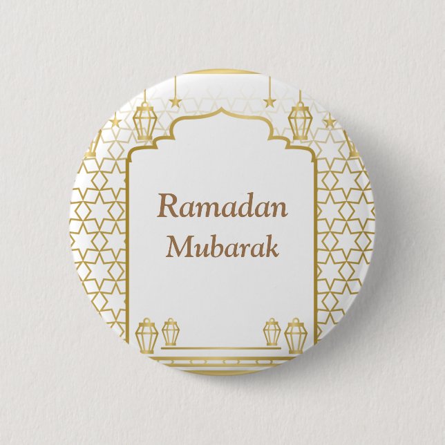 Ramadan Kareem Typography Islamic Crescent Text Button (Front)