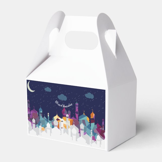 Ramadan Kareem Typography Islamic Crescent Text Favor Boxes (Front Side)