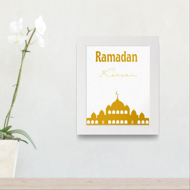 "Ramadan Kareem" Wall Art – Bold Gold Mosque (Entryway)