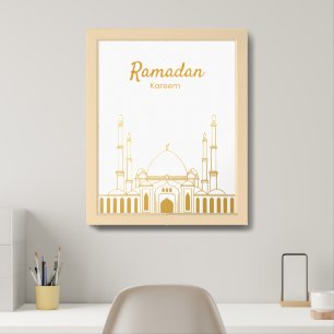 "Ramadan Kareem" Wall Art – Golden Mosque