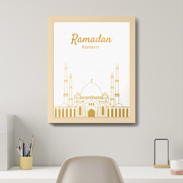 "Ramadan Kareem" Wall Art – Golden Mosque (Home Office)