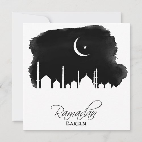 Ramadan Kareem Watercolor Mosque  Holiday Card