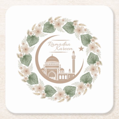 ramadan karem square paper coaster