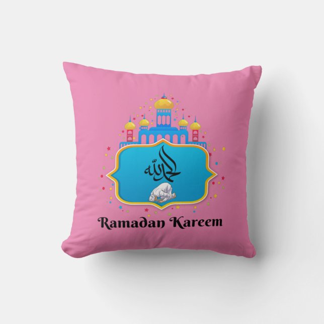 Ramadan Karemm In Arabic And Eid Mubarak  Throw Pillow (Front)