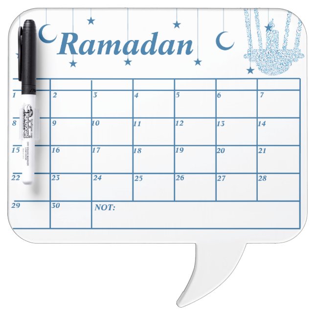 Ramadan Month Planner Dry Erase Board (Front)