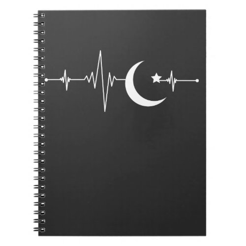 Ramadan Moon Islam Heartbeat Crescent Muslim Notebook
