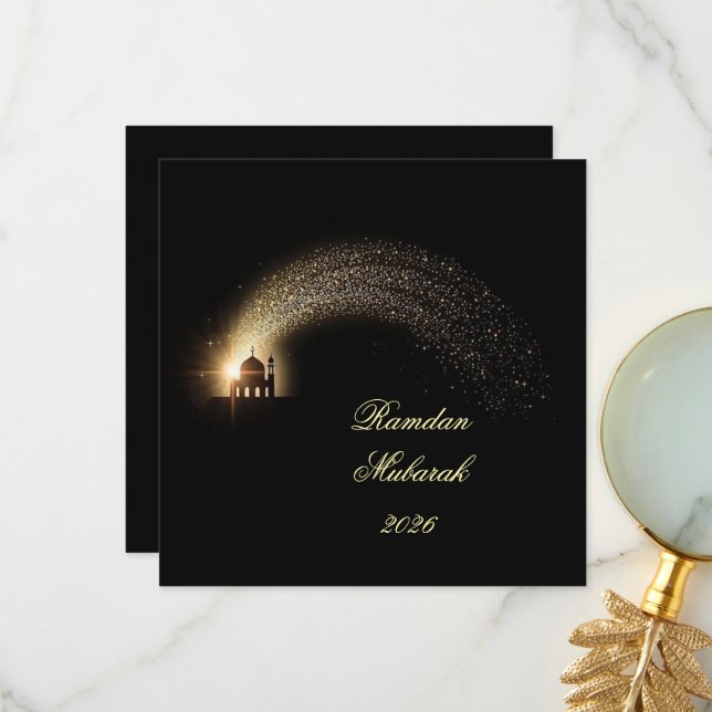 Ramadan Mubarak 2026 personalized  Elegant Card  (Front/Back In Situ)