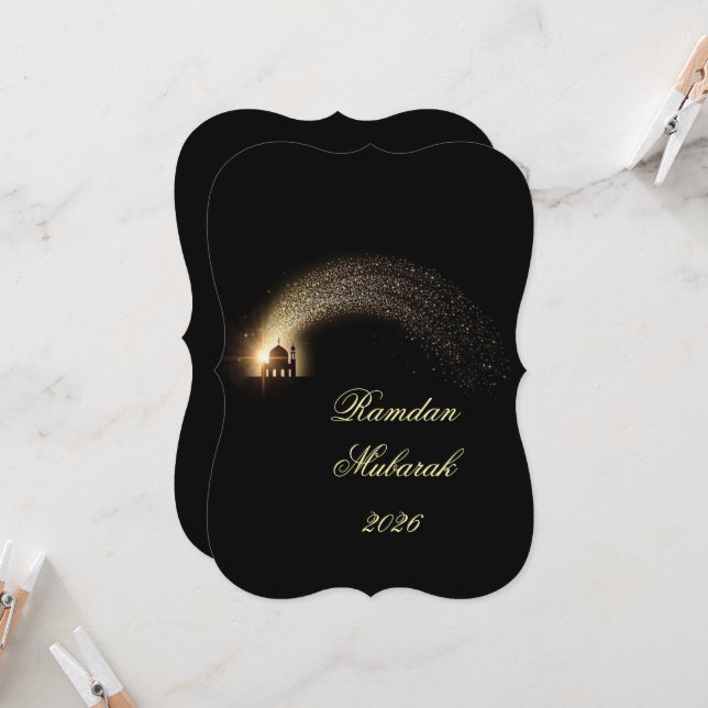 Ramadan Mubarak 2026 personalized  Elegant Card  (Front/Back In Situ)