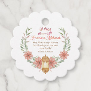 Ramadan Mubarak Arabic Calligraphy Floral Lamp Favor Tags
